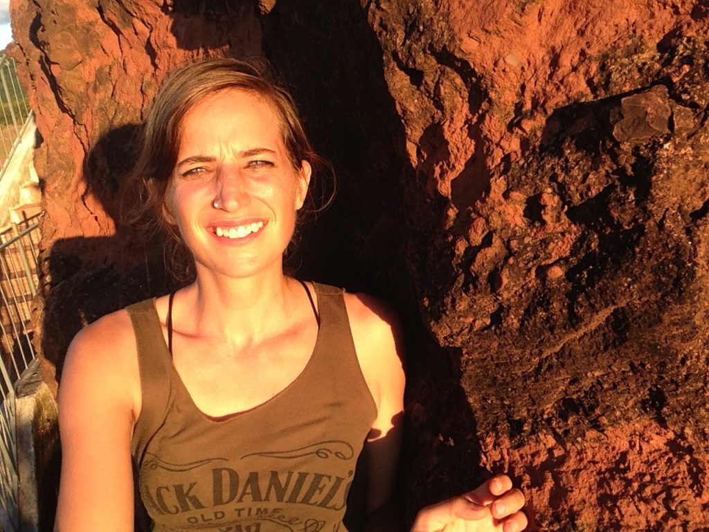 Strangerless hugging rock in Paraguay