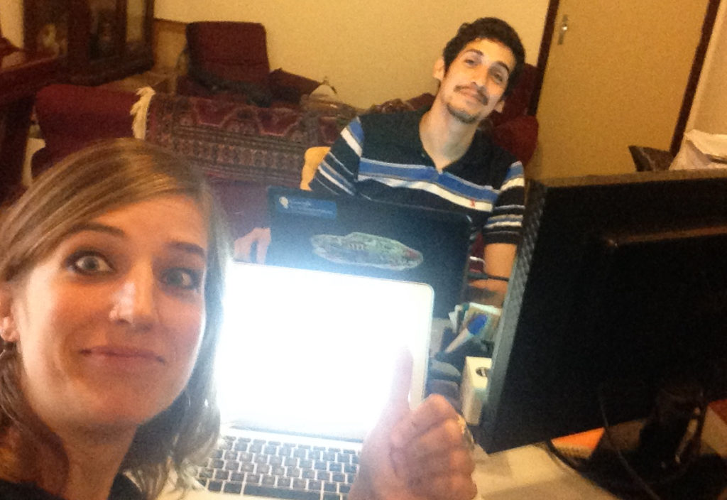 Writing the article on Carmen Colazo at her place in Asunci&oacute;n (with C&eacute;sar probably working on something as well). Greetings!